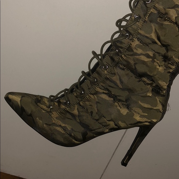 army fatigue high heel boots